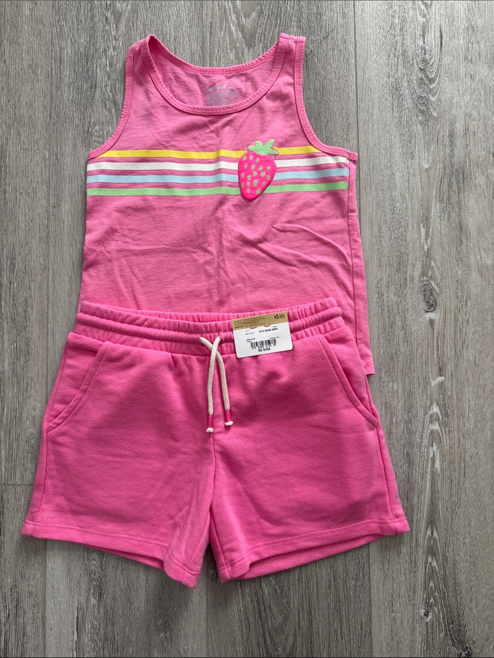 NWT Girls' Pink Strawberry Cat&Jack Tank & Thereabouts Shorts Set Size 6